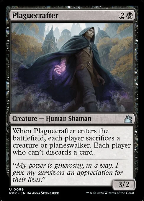Plaguecrafter, carta Magic di tipo Creature — Human Shaman illustrata da Anna Steinbauer