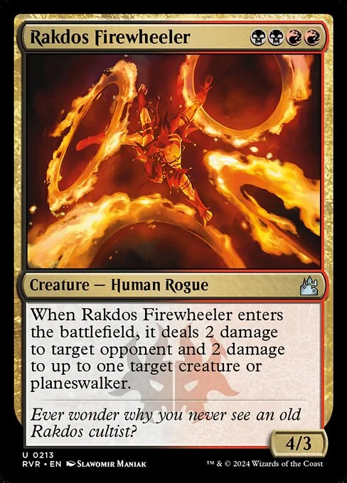 Rakdos Firewheeler, carta Magic di tipo Creature — Human Rogue illustrata da Slawomir Maniak