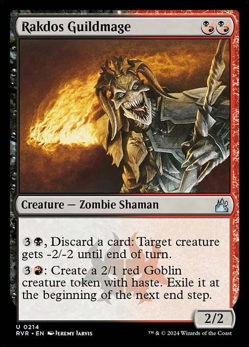 Rakdos Guildmage, carta Magic di tipo Creature — Zombie Shaman illustrata da Jeremy Jarvis