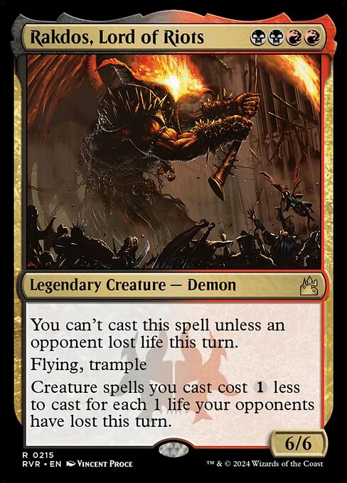 Rakdos, Lord of Riots, carta Magic di tipo Legendary Creature — Demon illustrata da Vincent Proce