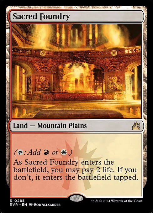 Sacred Foundry, carta Magic di tipo Land — Mountain Plains illustrata da Rob Alexander