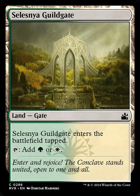 Selesnya Guildgate, carta Magic di tipo Land — Gate illustrata da Dimitar Marinski