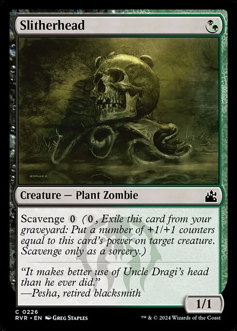 Slitherhead, carta Magic di tipo Creature — Plant Zombie illustrata da Greg Staples