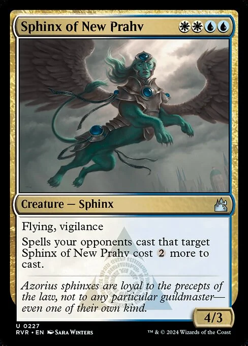 Sphinx of New Prahv, carta Magic di tipo Creature — Sphinx illustrata da Sara Winters