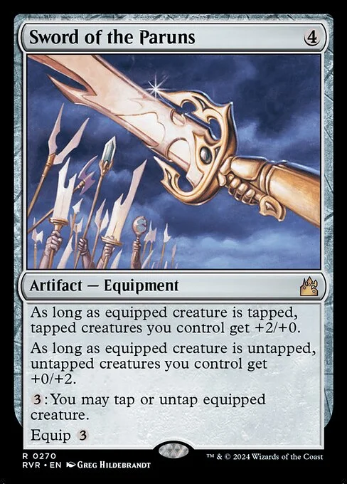 Sword of the Paruns, carta Magic di tipo Artifact — Equipment illustrata da Greg Hildebrandt