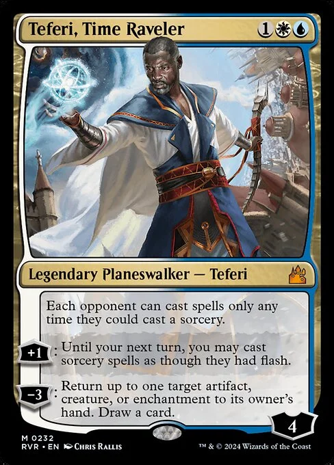 Teferi, Time Raveler, carta Magic di tipo Legendary Planeswalker — Teferi illustrata da Chris Rallis