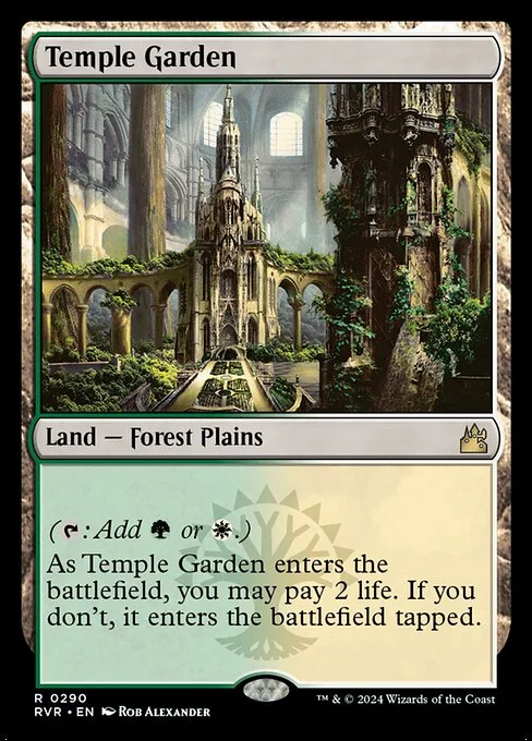 Temple Garden, carta Magic di tipo Land — Forest Plains illustrata da Rob Alexander