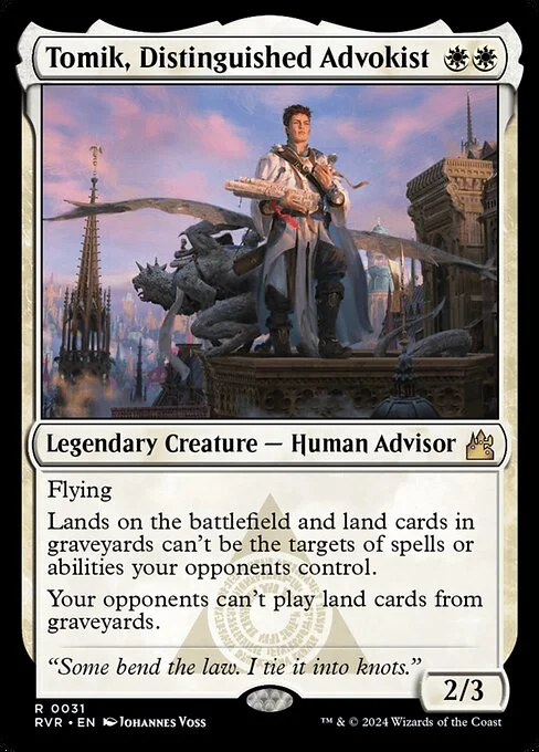 Tomik, Distinguished Advokist, carta Magic di tipo Legendary Creature — Human Advisor illustrata da Johannes Voss