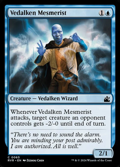 Vedalken Mesmerist, carta Magic di tipo Creature — Vedalken Wizard illustrata da Zezhou Chen
