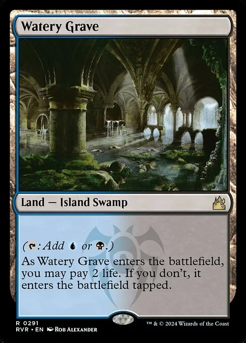 Watery Grave, carta Magic di tipo Land — Island Swamp illustrata da Rob Alexander