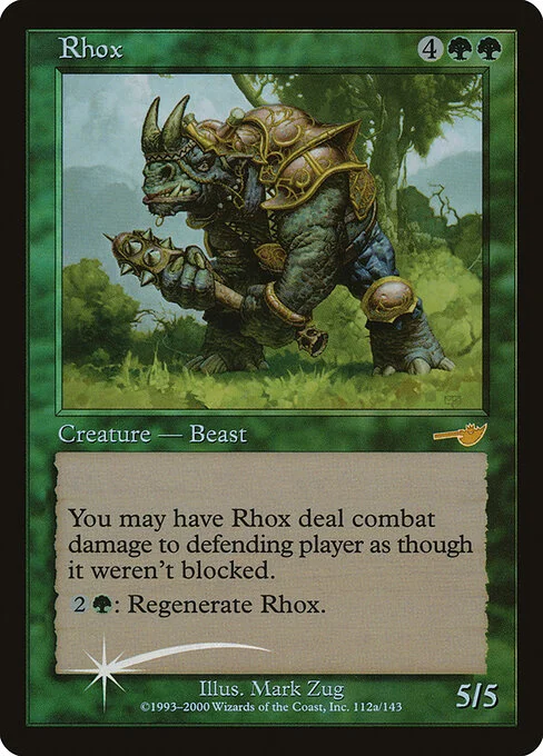 Rhox, carta Magic di tipo Creature — Rhino Beast illustrata da Mark Zug
