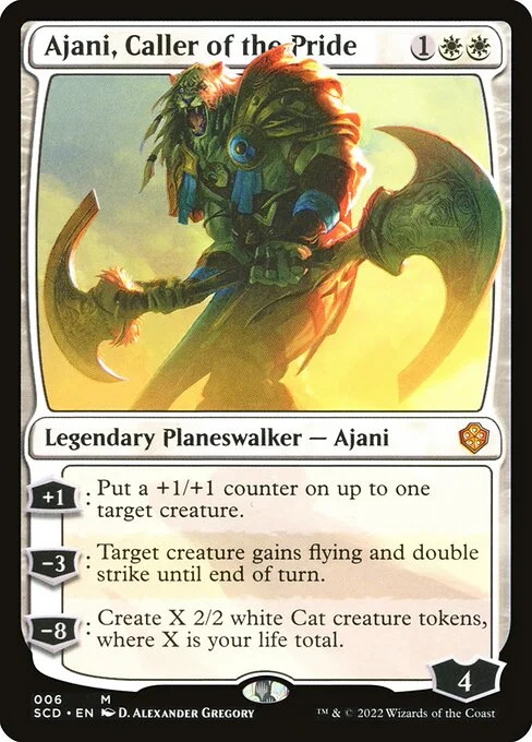 Ajani, Caller of the Pride, carta Magic di tipo Legendary Planeswalker — Ajani illustrata da D. Alexander Gregory