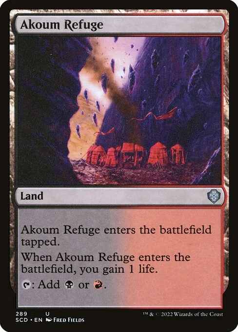 Akoum Refuge, carta Magic di tipo Land illustrata da Fred Fields