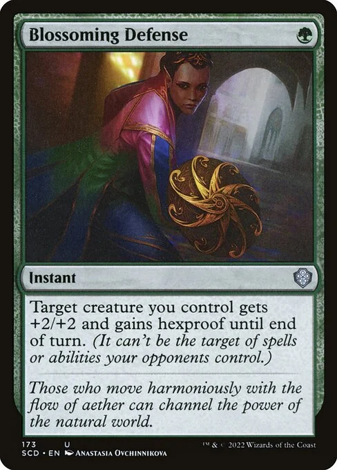 Blossoming Defense, carta Magic di tipo Instant illustrata da Anastasia Ovchinnikova