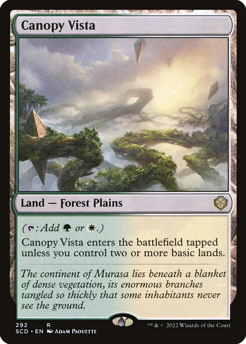 Canopy Vista, carta Magic di tipo Land — Forest Plains illustrata da Adam Paquette