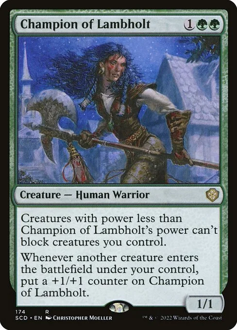 Champion of Lambholt, carta Magic di tipo Creature — Human Warrior illustrata da Christopher Moeller
