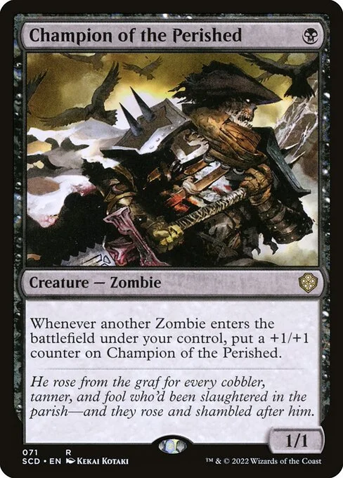 Champion of the Perished, carta Magic di tipo Creature — Zombie illustrata da Kekai Kotaki