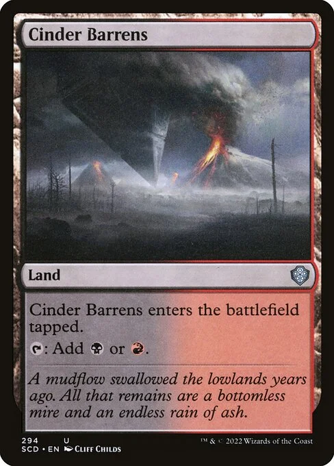 Cinder Barrens, carta Magic di tipo Land illustrata da Cliff Childs