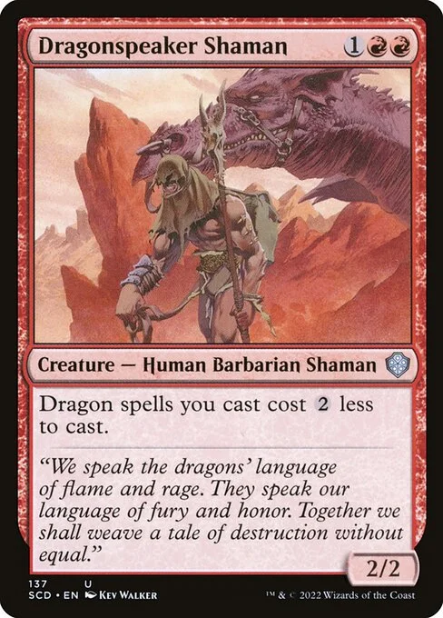 Dragonspeaker Shaman, carta Magic di tipo Creature — Human Barbarian Shaman illustrata da Kev Walker