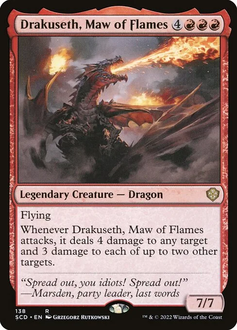 Drakuseth, Maw of Flames, carta Magic di tipo Legendary Creature — Dragon illustrata da Grzegorz Rutkowski