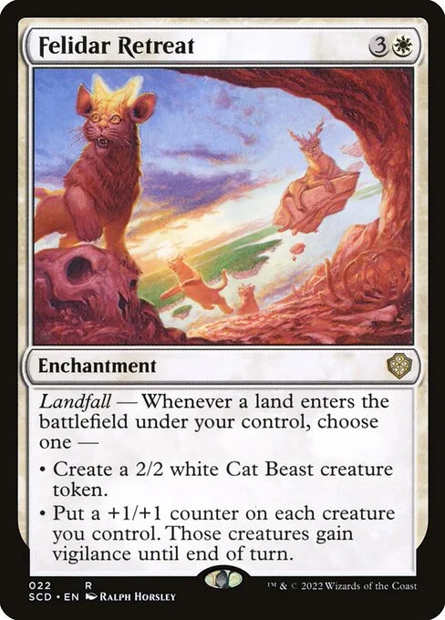 Felidar Retreat, carta Magic di tipo Enchantment illustrata da Ralph Horsley
