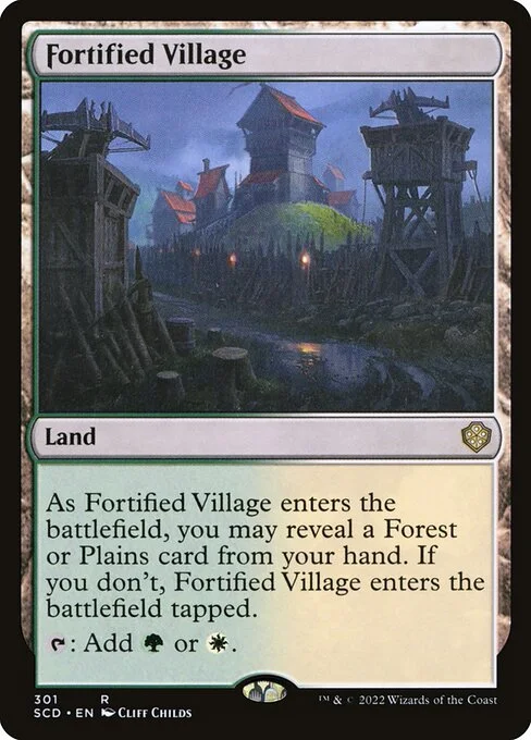 Fortified Village, carta Magic di tipo Land illustrata da Cliff Childs