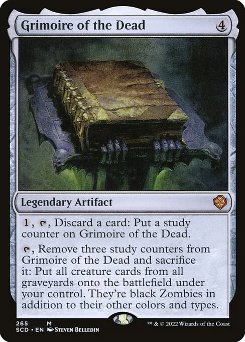 Grimoire of the Dead, carta Magic di tipo Legendary Artifact — Book illustrata da Steven Belledin