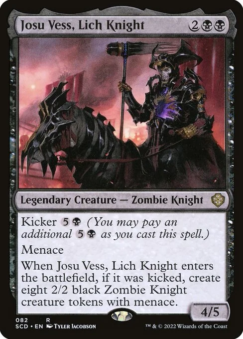 Josu Vess, Lich Knight, carta Magic di tipo Legendary Creature — Zombie Knight illustrata da Tyler Jacobson