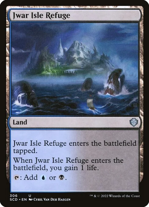 Jwar Isle Refuge, carta Magic di tipo Land illustrata da Cyril Van Der Haegen