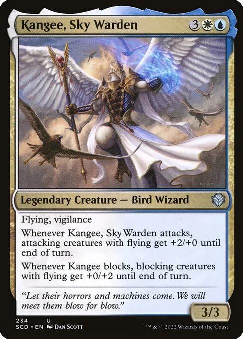 Kangee, Sky Warden, carta Magic di tipo Legendary Creature — Bird Wizard illustrata da Dan Murayama Scott