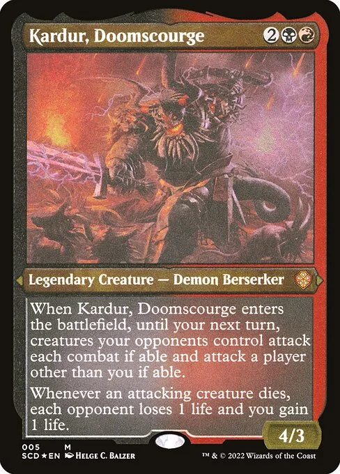 Kardur, Doomscourge, carta Magic di tipo Legendary Creature — Demon Berserker illustrata da Helge C. Balzer