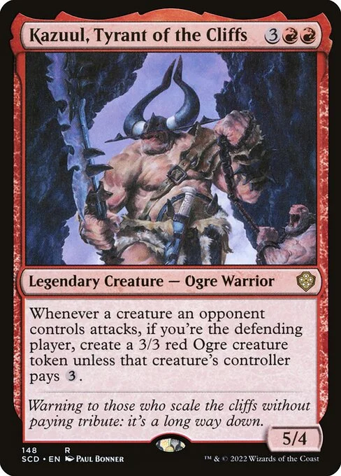 Kazuul, Tyrant of the Cliffs, carta Magic di tipo Legendary Creature — Ogre Warrior illustrata da Paul Bonner
