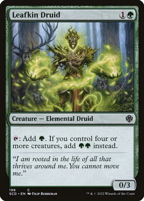 Leafkin Druid, carta Magic di tipo Creature — Elemental Druid illustrata da Filip Burburan