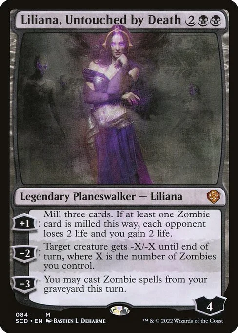 Liliana, Untouched by Death, carta Magic di tipo Legendary Planeswalker — Liliana illustrata da Bastien L. Deharme