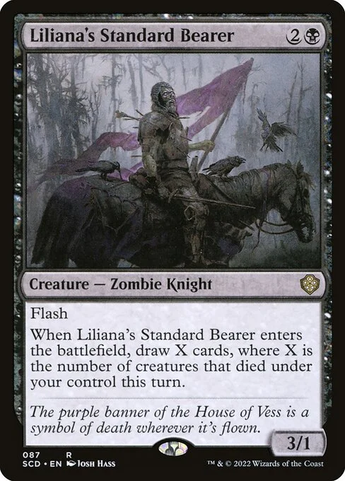 Liliana's Standard Bearer, carta Magic di tipo Creature — Zombie Knight illustrata da Josh Hass
