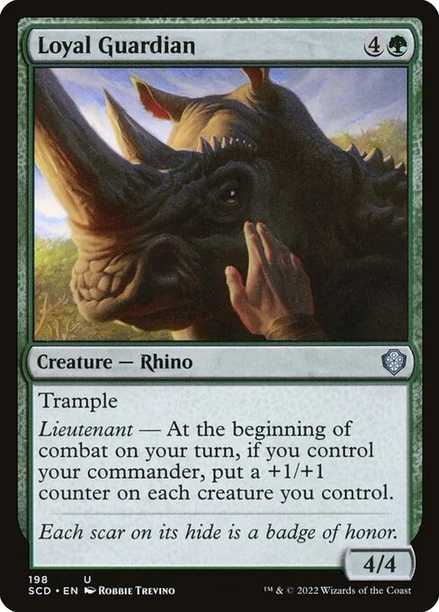 Loyal Guardian, carta Magic di tipo Creature — Rhino illustrata da Robbie Trevino