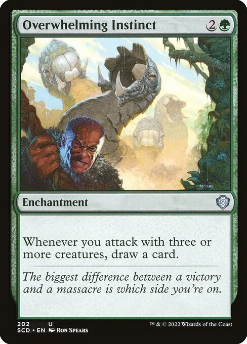 Overwhelming Instinct, carta Magic di tipo Enchantment illustrata da Ron Spears
