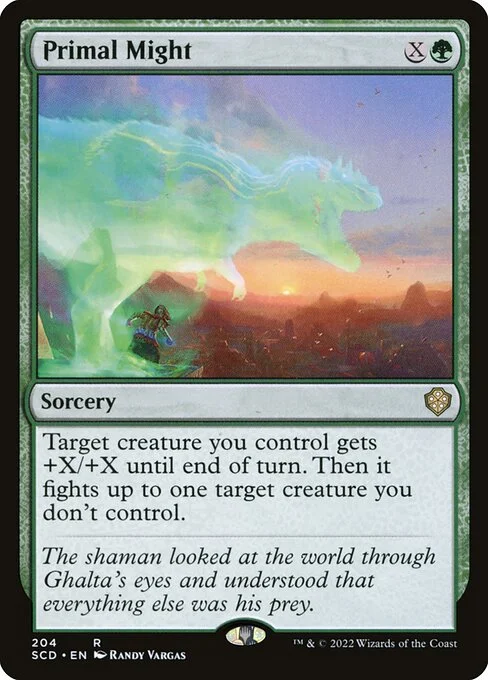 Primal Might, carta Magic di tipo Sorcery illustrata da Randy Vargas