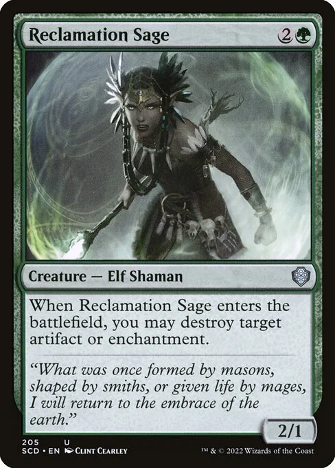 Reclamation Sage, carta Magic di tipo Creature — Elf Shaman illustrata da Clint Cearley