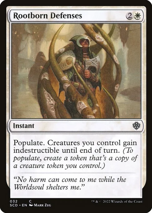 Rootborn Defenses, carta Magic di tipo Instant illustrata da Mark Zug