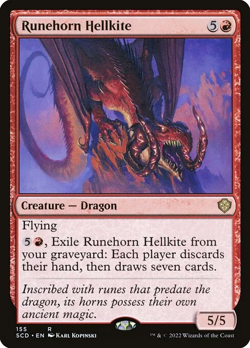 Runehorn Hellkite, carta Magic di tipo Creature — Dragon illustrata da Karl Kopinski