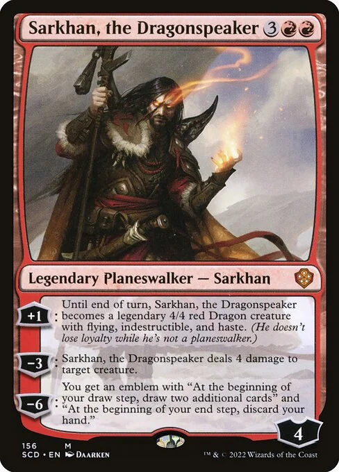 Sarkhan, the Dragonspeaker, carta Magic di tipo Legendary Planeswalker — Sarkhan illustrata da Daarken