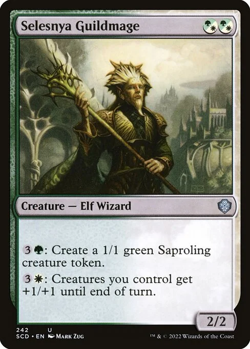 Selesnya Guildmage, carta Magic di tipo Creature — Elf Wizard illustrata da Mark Zug