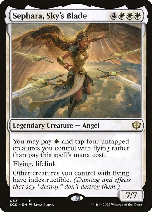 Sephara, Sky's Blade, carta Magic di tipo Legendary Creature — Angel illustrata da Livia Prima