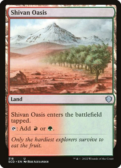 Shivan Oasis, carta Magic di tipo Land illustrata da Rob Alexander