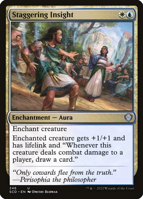 Staggering Insight, carta Magic di tipo Enchantment — Aura illustrata da Dmitry Burmak