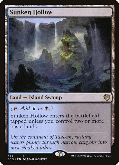 Sunken Hollow, carta Magic di tipo Land — Island Swamp illustrata da Adam Paquette