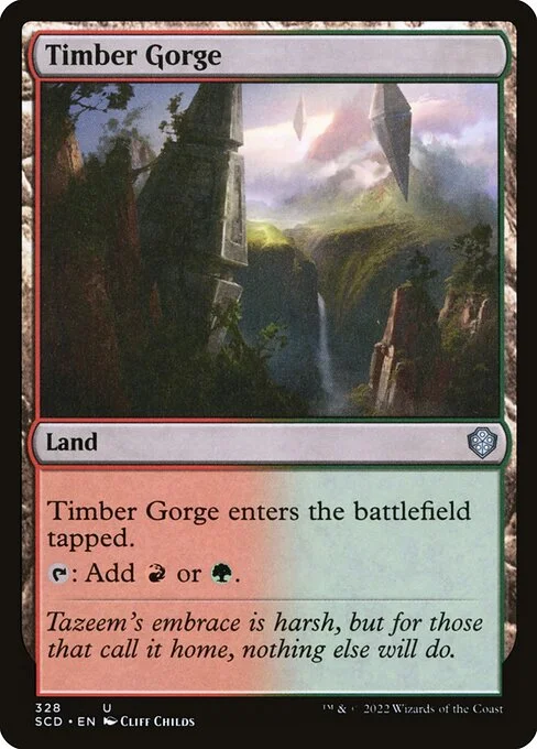 Timber Gorge, carta Magic di tipo Land illustrata da Cliff Childs