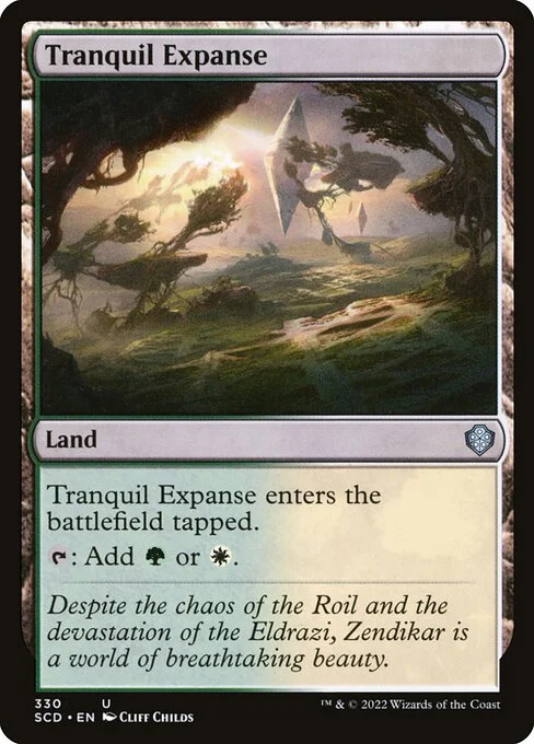Tranquil Expanse, carta Magic di tipo Land illustrata da Cliff Childs