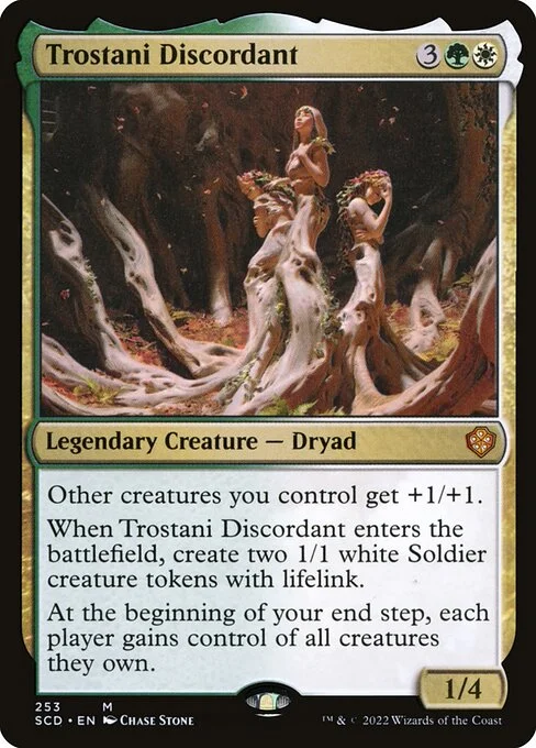 Trostani Discordant, carta Magic di tipo Legendary Creature — Dryad illustrata da Chase Stone